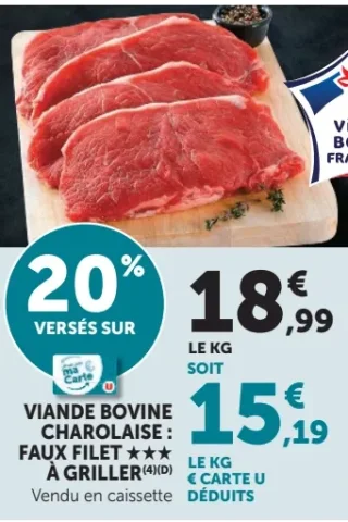 Viande bovine Charolaise : Faux filet à griller