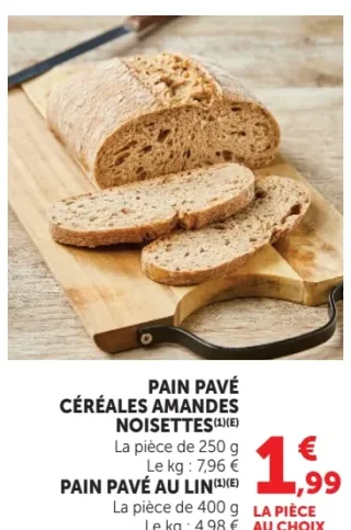 PAIN PAVÉ CÉRÉALES AMANDES NOISETTES ou PAIN PAVÉ AU LIN