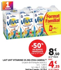 Lait UHT Vitamine 1% MG Viva Candia
