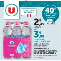 Eau Minérale Naturelle Calcique Source Edelweiss U