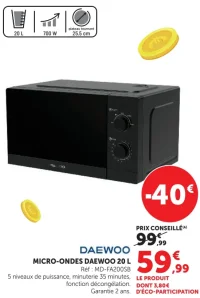 MICRO-ONDES DAEWOO 20 L