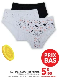 Lot de 3 culottes femme