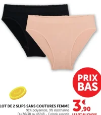 Lot de 2 slips sans coutures femme