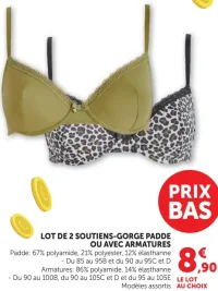 LOT DE 2 SOUTIENS-GORGE PADDE OU AVEC ARMATURES