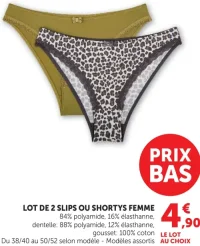 LOT DE 2 SLIPS OU SHORTYS FEMME