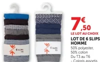 Lot de 6 slips homme