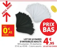 Lot de 12 paires d'invisibles adulte