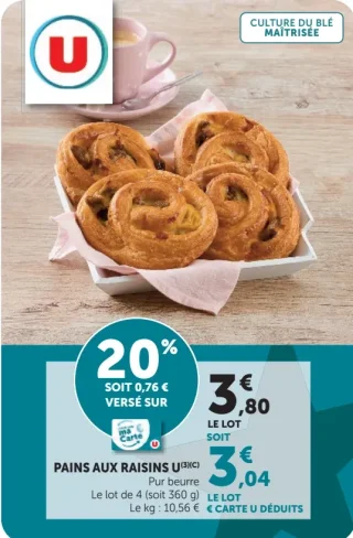 Pains aux Raisins U Pur beurre Le lot de 4