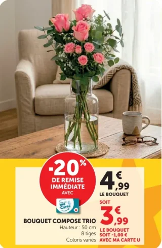 Bouquet compose Trio Hauteur : 50 cm 8 tiges