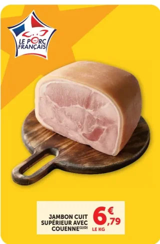 Jambon cuit supérieur avec couenne