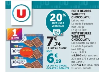 PETIT BEURRE TABLETTE CHOCOLAT U