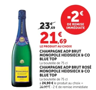 CHAMPAGNE AOP BRUT MONOPOLE HEIDSIECK & CO BLUE TOP ou BRUT ROSÉ