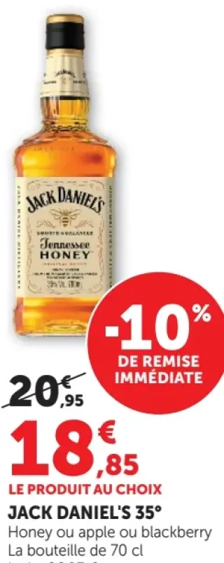 JACK DANIEL'S 35° Honey ou apple ou blackberry