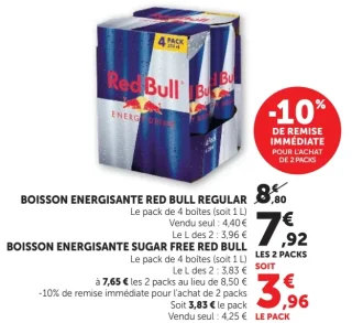 BOISSON ENERGISANTE RED BULL REGULAR ou SUGAR FREE