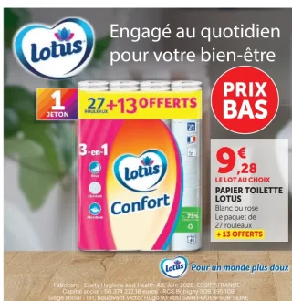 PAPIER TOILETTE LOTUS Confort