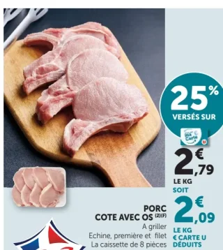 Porc Côte avec os à griller