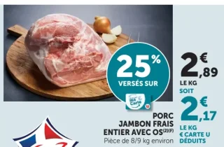 Porc jambon frais entier avec os