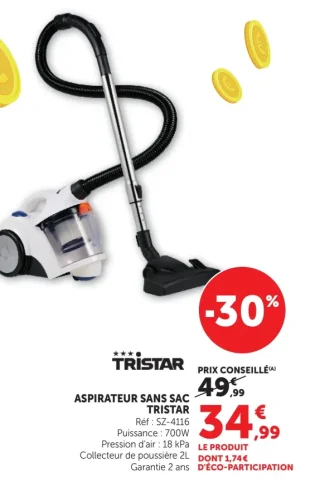 ASPIRATEUR SANS SAC TRISTAR
