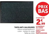 TAPIS ANTI-SALISSURES Velours polypropylène et coton