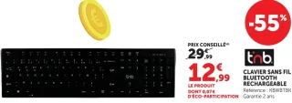 CLAVIER SANS FIL BLUETOOTH RECHARGEABLE t'nb