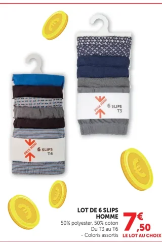 Lot de 6 slips homme