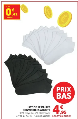 Lot de 12 paires d'invisibles adulte