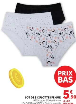 Lot de 3 culottes femme