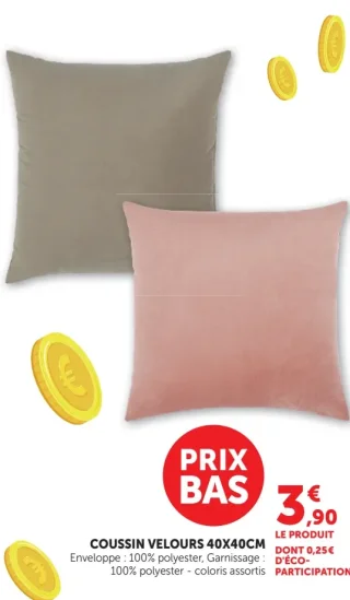 Coussin velours 40x40cm