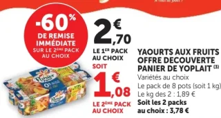 Yaourts aux fruits offre découverte Panier de Yoplait