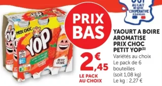 YAOURT A BOIRE AROMATISE PRIX CHOC PETIT YOP