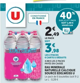 Eau Minérale Naturelle Calcique Source Edelweiss U