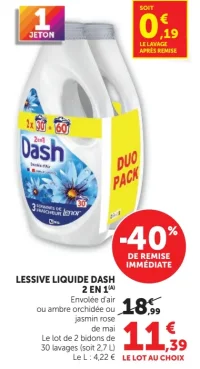 LESSIVE LIQUIDE DASH 2 EN 1 Envolée d'air