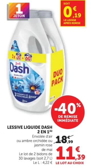 LESSIVE LIQUIDE DASH 2 EN 1 Envolée d'air