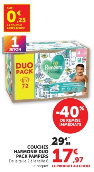 Couches Harmonie Duo Pack Pampers