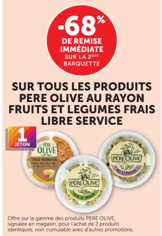 Produits Pere Olive au rayon fruits et légumes frais libre service