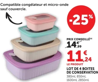 Lot de 4 boites de conservation