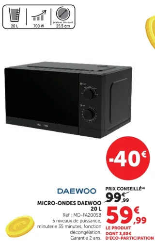 MICRO-ONDES DAEWOO 20 L