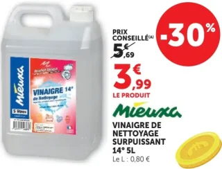 VINAIGRE DE NETTOYAGE SURPUISSANT 14° 5L Mieuxa