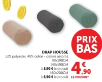 Drap housse 52% polyester 48% coton