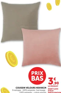Coussin velours 40x40cm