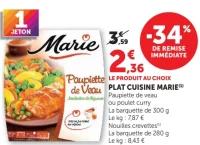 Plat Cuisine Marie (Paupiette de veau ou poulet curry)