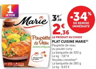 Plat Cuisine Marie (Paupiette de veau ou poulet curry)