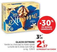Glaces Extrême Vanille ou Chocolat