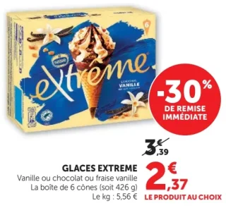Glaces Extrême Vanille ou Chocolat
