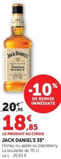 Jack Daniel's 35° Honey, apple ou blackberry
