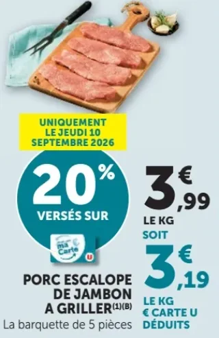 Porc escalope de jambon à griller