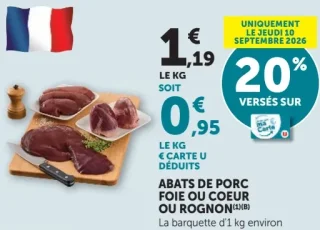 Abats de porc foie ou coeur ou rognon