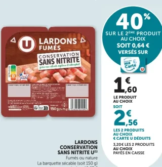Lardons conservation sans nitrite U (Fumés ou nature)
