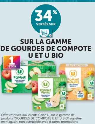 Gamme de gourdes de compote U et U Bio