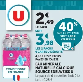 Eau minérale naturelle calcique Source Edelweiss U